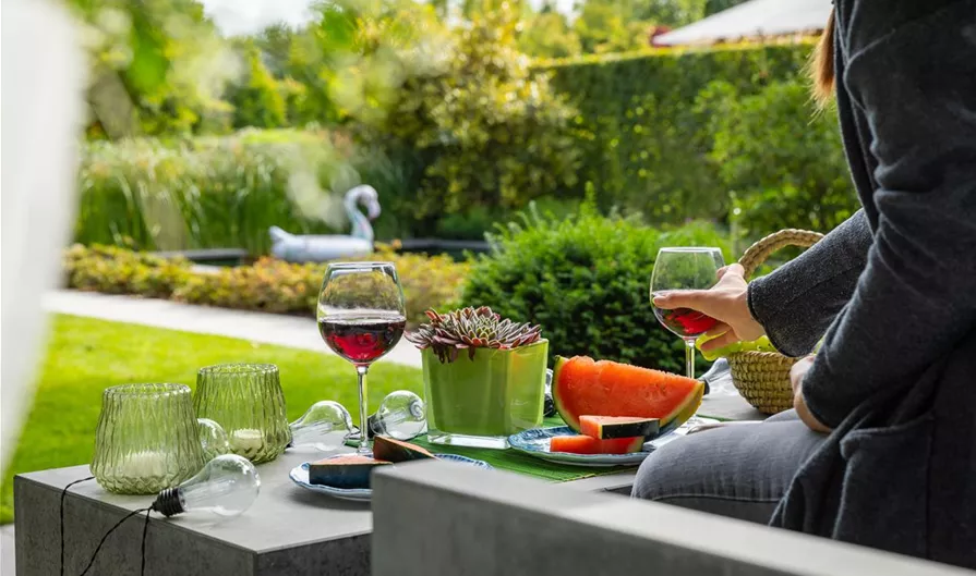 Sommer - gedeckter Gartentisch